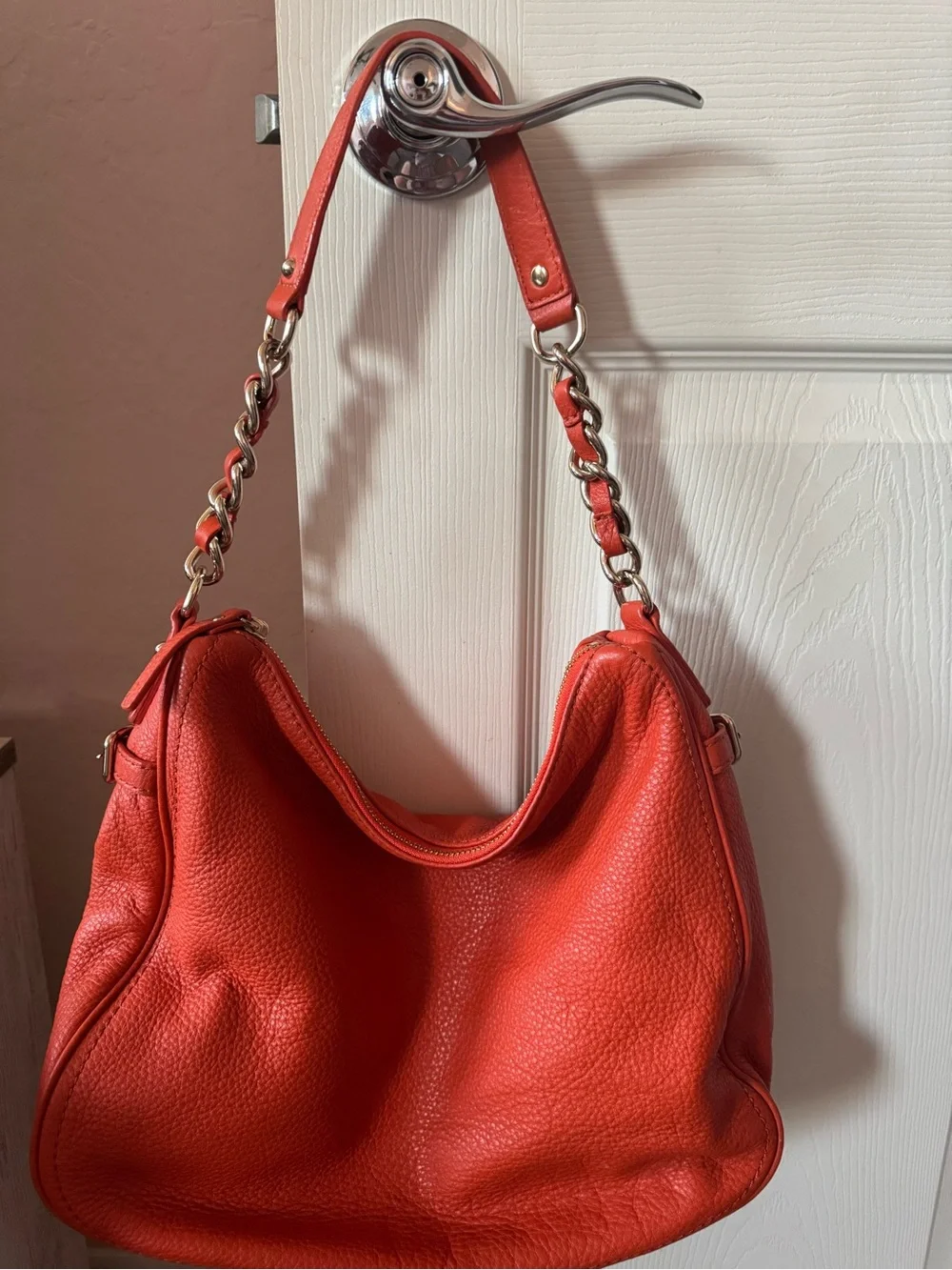 Orange  Leather Hobo Shoulder Bag - Stylish Everyday Carry Kate Spade